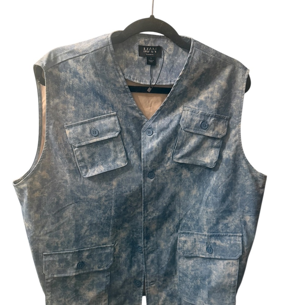 Fashion Nova Blue Washed Utility Vest